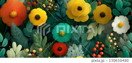 Vibrant Floral Nature Pattern Inspired by Modern Vector Design 130638480