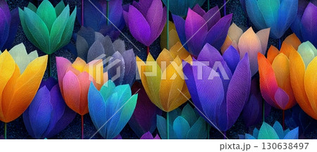 Colorful Abstract Tulip Pattern in Vector Style for Background Design Colorful Abstract Tulip Pattern in Vector Style for Background Design 130638497