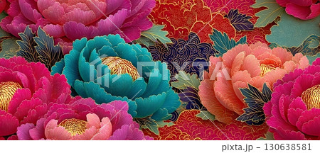 Vibrant Floral Vector Ornament with Subtle Design Elements 130638581