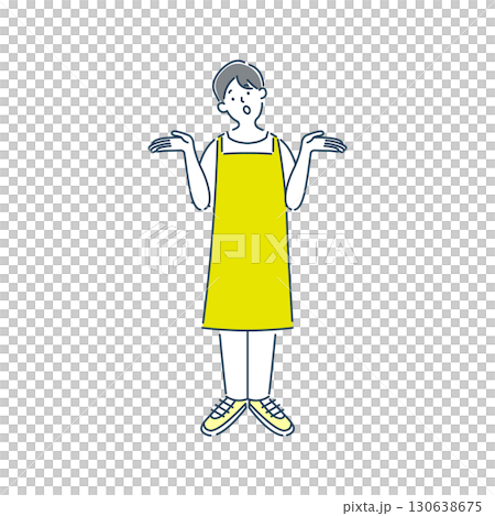 A simple line drawing illustration of a male nursery teacher who doesn't understand 130638675