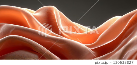 Abstract Layered Ribbons of White Fabric Displaying Soft Textures 130638827