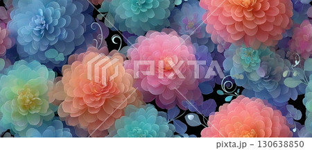 Vibrant Seamless Vector Flower Pattern with Soft Colorful Blossoms 130638850