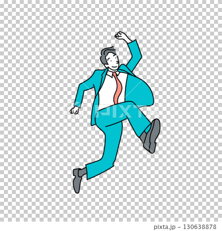 イラスト素材: 元気にジャンプするスーツ姿のビジネスマン イラスト素材: 元気にジャンプするスーツ姿のビジネスマン 130638878