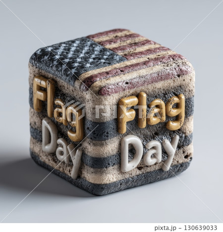 3D Clay Concept of American Flag Day Cube with Layered Texture 3D Clay Concept of American Flag Day Cube with Layered Texture 130639033