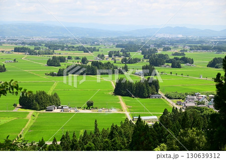 円万寺観音山から見える居久根（いぐね）のある風景 130639312