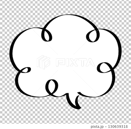 Cloud-shaped speech bubble illustration drawn with black lines 130639318