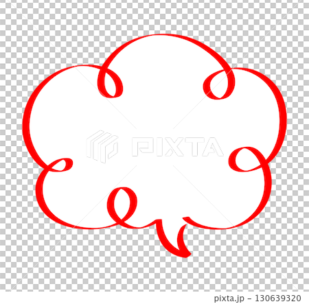 Cloud-shaped speech bubble illustration drawn with red lines 130639320