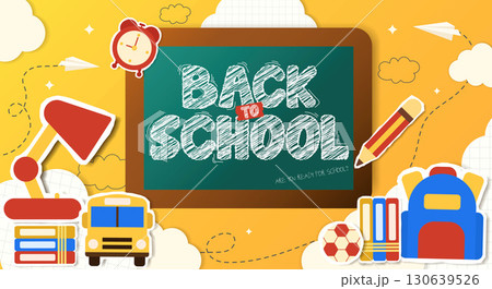 Education back to school design with fun stationery and activities. Vector illustration 130639526