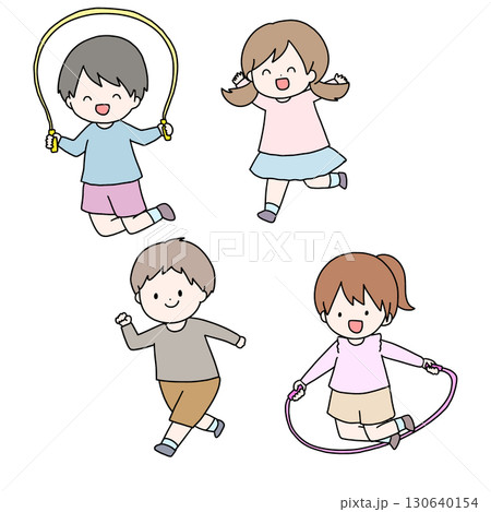 縄跳びをする子供たち 130640154
