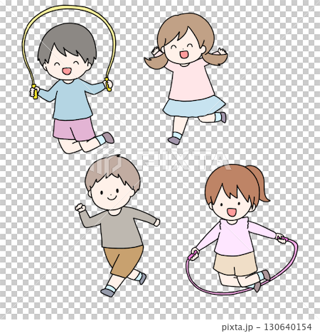 縄跳びをする子供たち 130640154