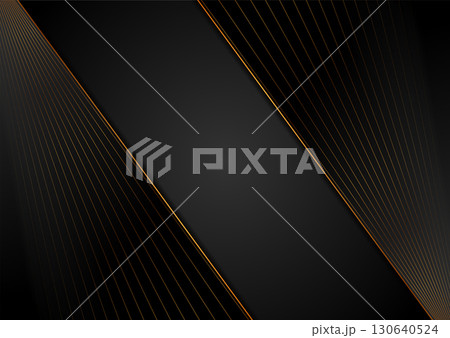 Corporate abstract background with black material and golden lines 130640524