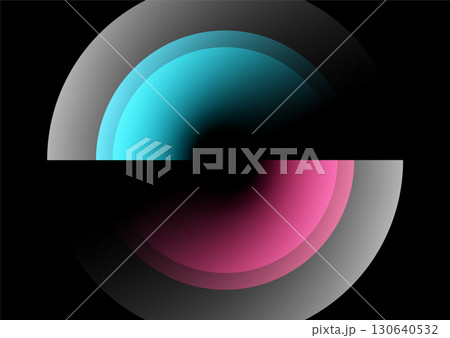 Blue, purple and grey metallic glossy circles abstract minimal tech background Blue, purple and grey metallic glossy circles abstract minimal tech background 130640532