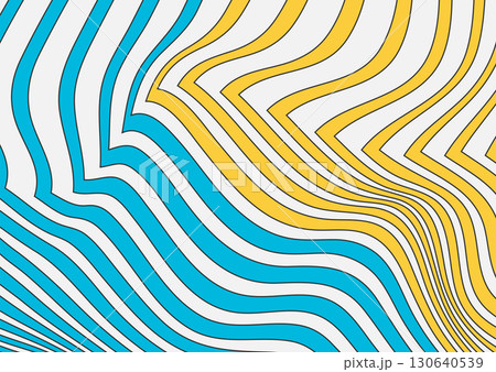 Blue and orange refracted wavy curved stripes abstract background 130640539