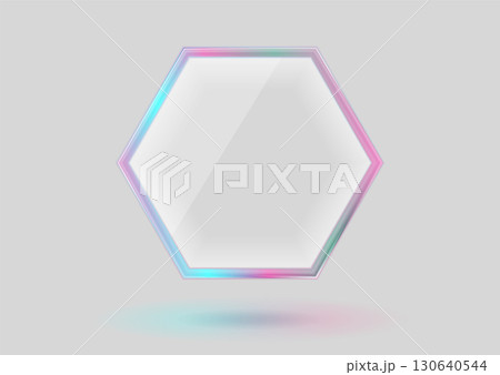 Blue pink pastel glass transparent hexagonal frame abstract modern design Blue pink pastel glass transparent hexagonal frame abstract modern design 130640544