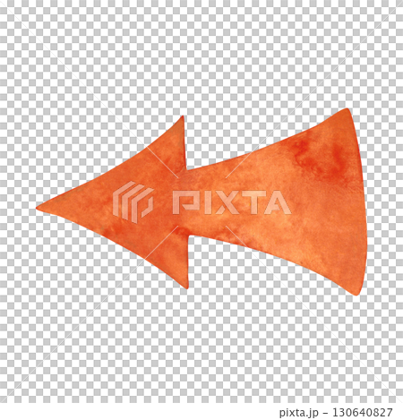 Horizontal orange line arrow. Watercolor hand drawn illustration. Design for stickers, scrapbooking, journaling. Pointer, arrow, direction 130640827