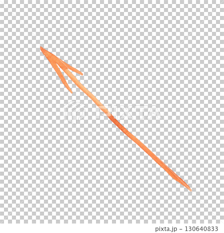 Long thin arrow. Watercolor hand drawn illustration. Design for stickers, scrapbooking, journaling. Pointer, arrow, direction, way, movement, diagonal 130640833