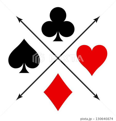 トランプのマーク、スペード、ハート、ダイヤ、クローバー 130640874
