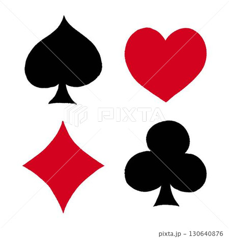 手描きのトランプのマーク、スペード、ハート、ダイヤ、クローバー 手描きのトランプのマーク、スペード、ハート、ダイヤ、クローバー 130640876