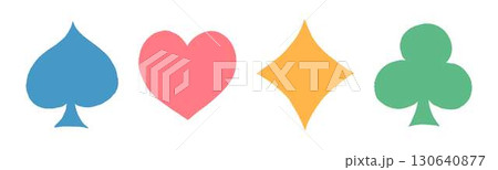 手描きのトランプのマーク、スペード、ハート、ダイヤ、クローバー 手描きのトランプのマーク、スペード、ハート、ダイヤ、クローバー 130640877
