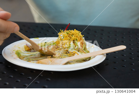 Dahi Puri chat indian snack. Dahi Batata Puri 130641004