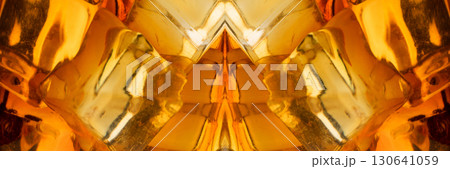 Macro Iced Whiskey Glass Background. Luxury Bourbon with Ice Cubes Pattern 130641059