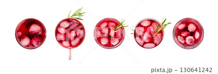 Hibiscus Tea, Dry Rose Drink, Cold Fruit Red Tea in Transparent Mug, Roselle Hibiscus Tea 130641242