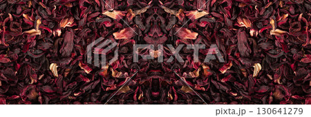 Dry Hibiscus Tea Isolated, Dry Rose Petals, Fruit Red Tea, Karkade Leaves, Dried Herbal Drink, Roselle Petal 130641279