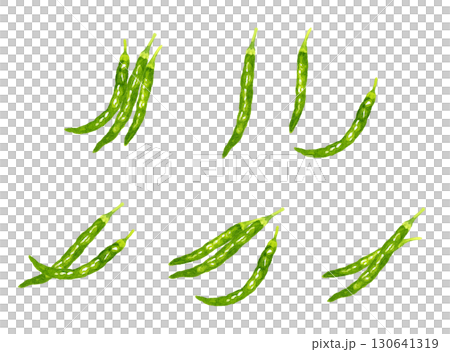 一組青辣椒。手繪水彩畫,描繪蔬菜和調味品。 一組青辣椒。手繪水彩畫,描繪蔬菜和調味品。 130641319