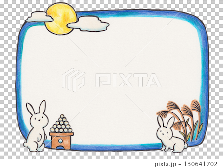 Moon and rabbit frame illustration 130641702