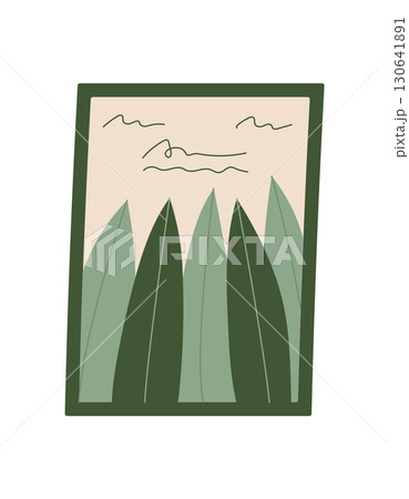 Simple card featuring a leaf and plant doodle design. Flat cartoon graphic style note with envelope and message. Concept of love, communication, creative stationery, ideal for invitations or Simple card featuring a leaf and plant doodle design. Flat cartoon graphic style note with envelope and message. Concept of love, communication, creative stationery, ideal for invitations or 130641891