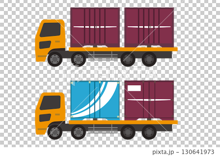 Vector illustration of a large truck carrying two containers 130641973