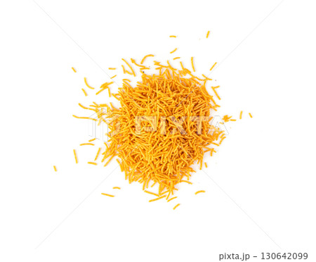Aloo bhujia indian snack isolated. Crispy potato and chickpea flour strips, alu bhujiya sev 130642099