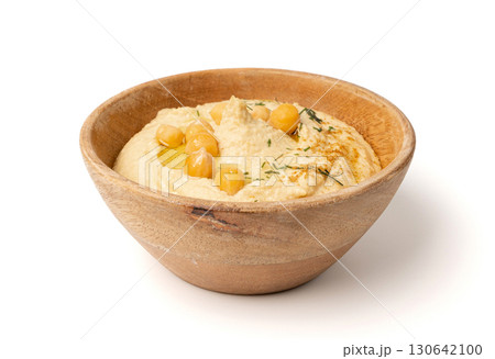 Hummus in bowl, houmous dip, chickpea humus tahini sauce, middle eastern spread Hummus in bowl, houmous dip, chickpea humus tahini sauce, middle eastern spread 130642100