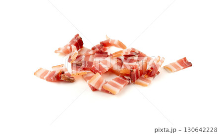 Cured carbonara pork isolated, raw smoked bacon, streaky brisket on white background Cured carbonara pork isolated, raw smoked bacon, streaky brisket on white background 130642228