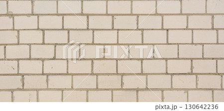 Old white brick wall texture background. Silicate brick blocks wall bg, ancient bricks fence 130642236