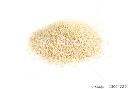 Sesame seeds, white small benne grains, Sesamum indicum fruits 130642294