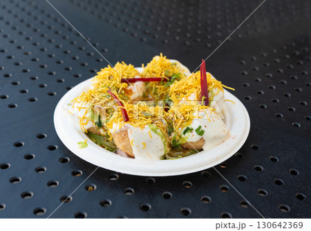 Dahi Puri chat indian snack. Dahi Batata Puri Dahi Puri chat indian snack. Dahi Batata Puri 130642369