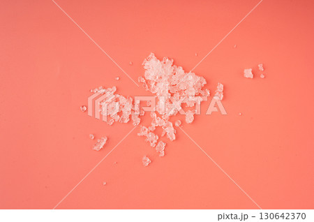 Dead sea salt pile, white crystals for body spa, sodium chloride similar to crushed ice, spa scrub 130642370