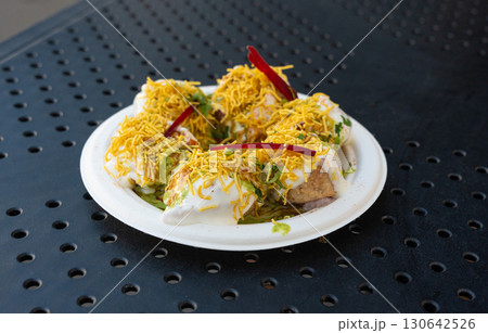 Dahi Puri chat indian snack. Dahi Batata Puri 130642526