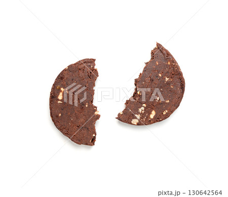 Protein cookie, round protein brownie with chocolate and cocoa, gluten-free cookies 130642564