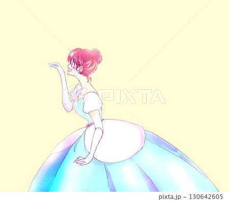 ドレスを着た女性　お姫様　笑顔　手を差し出す 130642605
