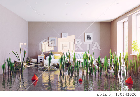 Flooded Interior Green Plants Flooded Interior Green Plants 130642620
