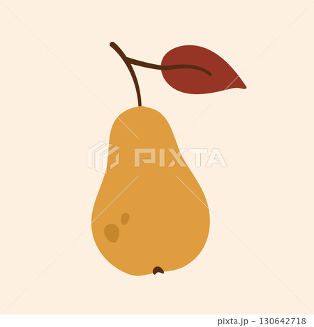 Minimal flat pear illustration on beige background Minimal flat pear illustration on beige background 130642718