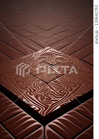 Abstract bar of a textured dark chocolate surface, tasty 3D design wallpaper background 130642761