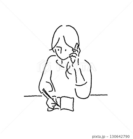電話をしながらメモを取る女性 ビジネスウーマンのデスクワークイラスト 電話をしながらメモを取る女性 ビジネスウーマンのデスクワークイラスト 130642790