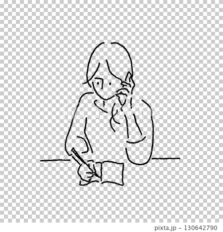 電話をしながらメモを取る女性 ビジネスウーマンのデスクワークイラスト 電話をしながらメモを取る女性 ビジネスウーマンのデスクワークイラスト 130642790