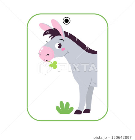 Matching Donkey Animal Picture Flashcard for Children Vector Illustration 130642897