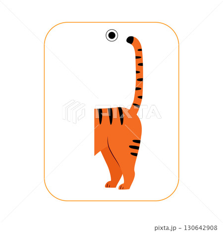 Matching Tiger Animal Picture Flashcard for Children Vector Illustration Matching Tiger Animal Picture Flashcard for Children Vector Illustration 130642908