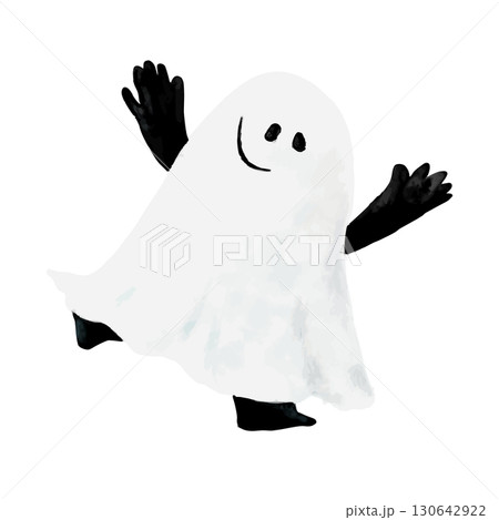手描き水彩風のかわいいお化け　 130642922