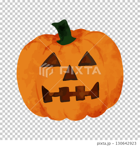 Hand-painted watercolor jack-o'-lantern 130642923